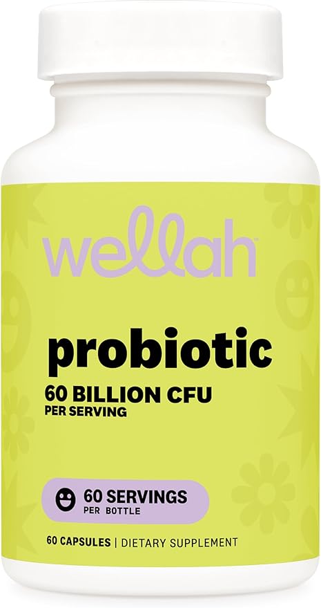 Wellah Probiotic for Women (60 Billion CFU) 60 Capsules - with Acacia Fiber, Cranberry Extract, & D-Mannose