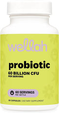 Wellah Probiotic for Women (60 Billion CFU) 60 Capsules - with Acacia Fiber, Cranberry Extract, & D-Mannose