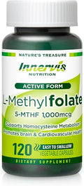 L-Methylfolate 1000mcg (120 Caps) Active Folate for Heart, Nerve Health & Homocysteine Support* - 5-MTHF Methylated Vitamin B9-1700 mcg DFE by Innervis Nutrition