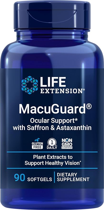 Life Extension MacuGuard Ocular Support 90 softgels with Saffron & Astaxanthin