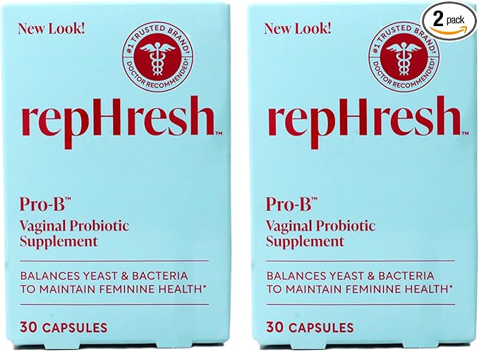 RepHresh Pro-B Vaginal Probiotic Supplement, 30 Capsules, Pack of 2