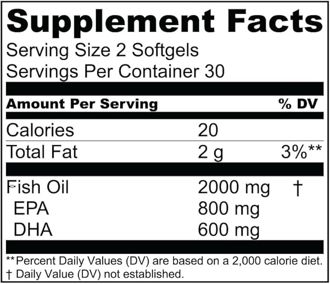 Essential Elements Omega-3 Fish Oil Supplement with EPA & DHA | Fatty Acids for Immune, Heart & Cognitive Support | Omega-3 Fish Oil 120 Softgels (2-Pack)