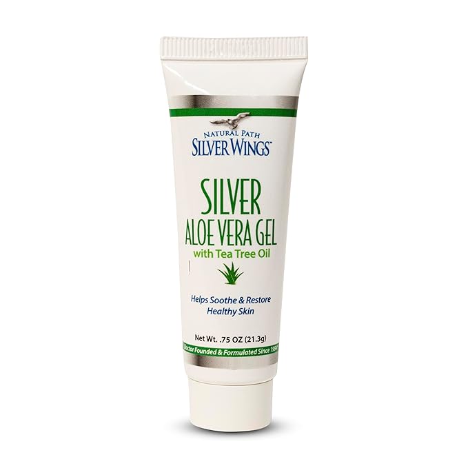 Natural Path Silver Wings 200ppm Silver with Aloe Vera Gel and Tea Tree Oil - Soothing Skin Care - 0.75 oz