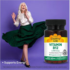 Country Life Vitamin B12 Supplement - Essential for Brain Function, Nerve Health, Red Blood Cells - Ideal for Anemia Prevention - Vegan Vitamin B, 1000 mcg - Gluten-Free, 60 Tablets