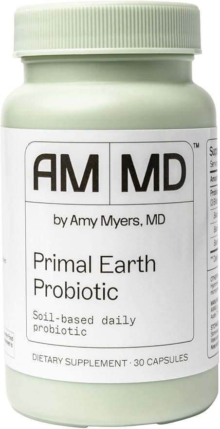 Amy Myers MD Primal Earth Probiotic - Digestive & Immune Support Supplement - Soil-Based Probiotic - Gluten-Free & Non-Dairy - Paleo-Friendly Adult Health Supplement - 30 Capsules