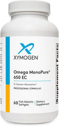 XYMOGEN Omega MonoPure 650 EC - Heart & Brain Support - DHA & EPA Omega-3 Fish Oil - Monoglyceride High Absorption Softgels - Enteric Coated - 60 Softgels