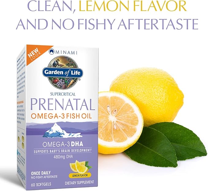 Garden of Life Prenatal DHA Omega 3 Fish Oil Supplement - Minami Natural Prenatal,Lemon,60 Softgels,(Pack of 2)
