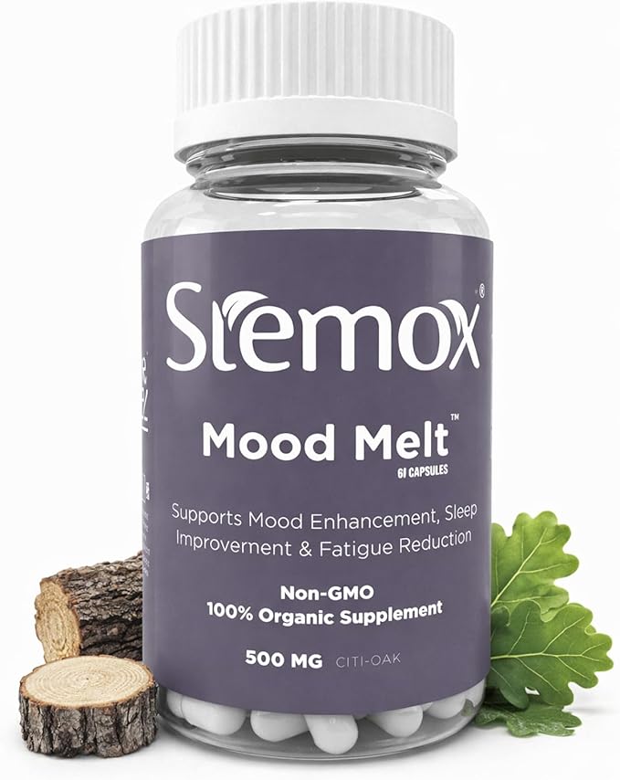 Mood Melt French Oak Extract 500MG | 60 Vegan Capsules | Natural Sleep & Relaxation Support | Non-GMO, 100% Organic, Gluten-Free, USP-Grade Formula | Calm & Stress Relief for Men & Women