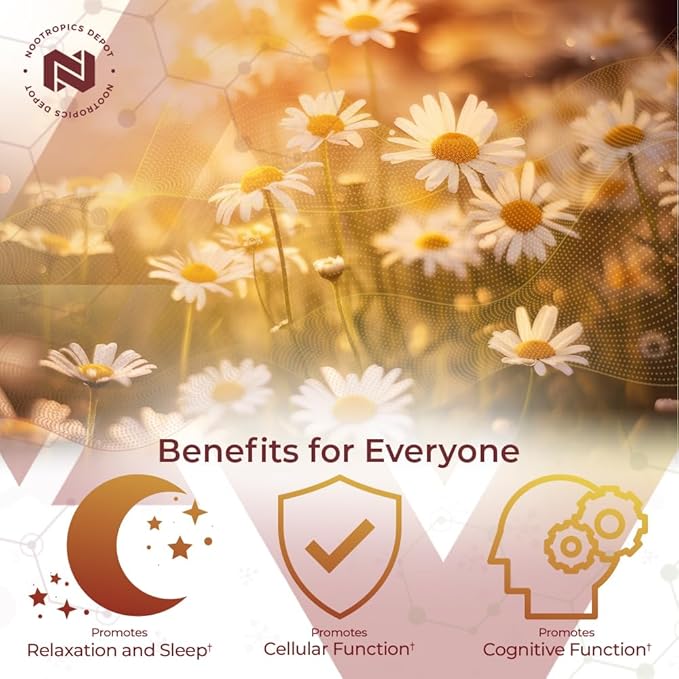 Nootropics Depot Apigenin Capsules | 50mg | 60 Count | >98% Apigenin | Supports Relaxation, Joint Health, and NAD+ Levels