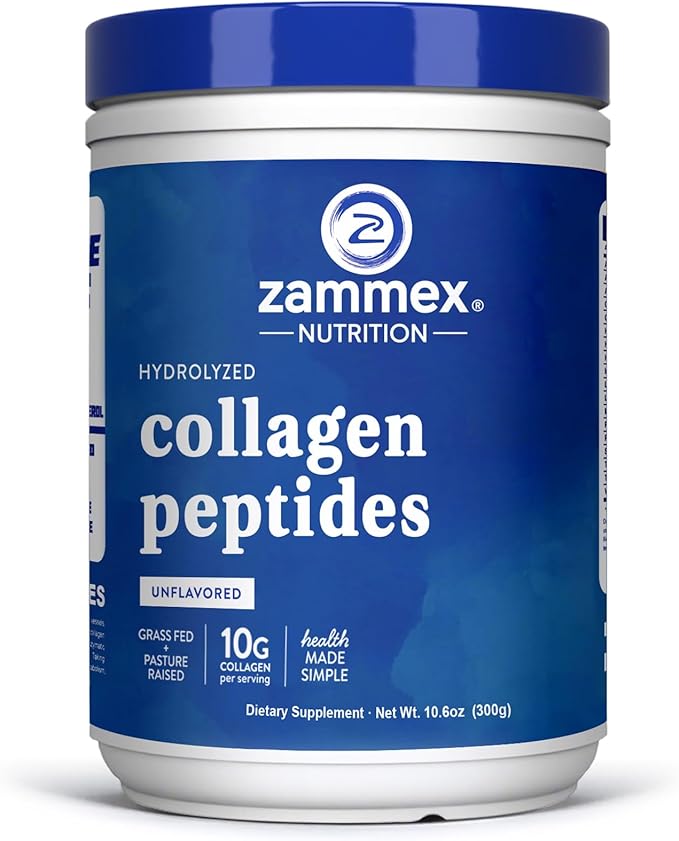 Zammex Premium Collagen Peptides Powder, Hydrolyzed Collagen Peptide, Support for Hair Skin Nails, Joints Health, Grass Fed, Non-GMO, Keto Friendly, Gluten-Free, Easy to Digest, 30 Servings
