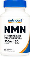 Nutricost NMN (Nicotinamide Mononucleotide) 500mg, 60 Capsules - Vegetarian Friendly, 30 Servings, Gluten Free, GMO Free