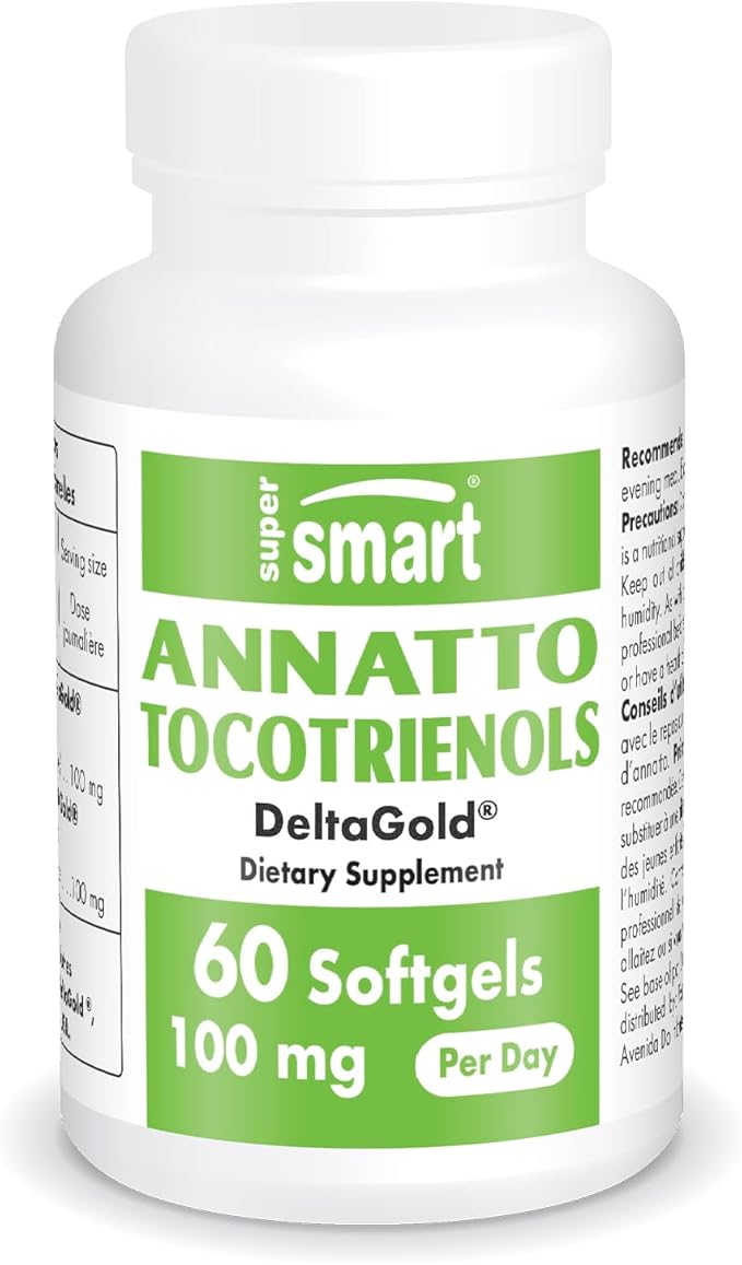 Supersmart - Annatto Tocotrienols 100mg per Day (DeltaGold Vitamin E) - Tocotrienols Supplement | Non-GMO & Gluten Free - 60 Softgels