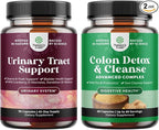 Bundle of D Mannose Capsules for Urinary Tract Health with Cranberry Juice Powder & Dandelion and Colon Cleanser & Detox - Lactobacillus Acidophilus Probiotic Supplement - Psyllium Husk Capsules