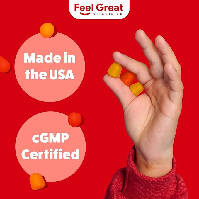 Feel Great Vitamins Kids DHA Gummies with Omega 3 6 9, Vitamin C | Supports Healthy Brain Function, Vision & Heart Health | Gluten Free, Vegetarian | 4 Pack