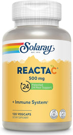 SOLARAY Reacta-C with 500mg Vitamin C, 200mg Bioflavonoid Concentrate, Immune System Defense Vitamins, Patented 24 Hour Immunity Booster Support Supplement, Vegan, 120 Capsules, 120 Servings.