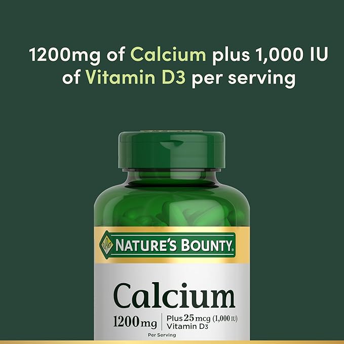 Nature's Bounty Calcium 1200 mg with 1000 IU Vitamin D3 - Bone Health Softgels, Calcium and Vitamin D Supplement, Gluten Free, 2 Softgels per Day, 120 ct (Pack of 1)