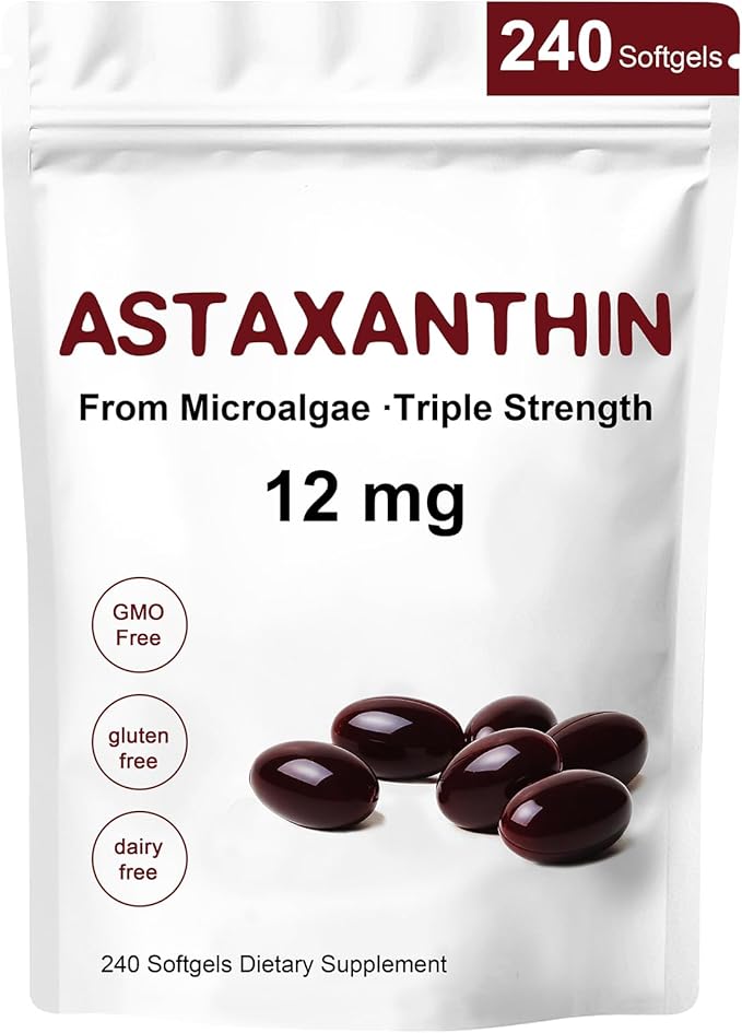 Astaxanthin 12mg,240 Softgels,Premium Astaxanthin Antioxidant Supplements,Supports Eye,Skin,Immune,Internal Circulation,Non-GMO, Gluten Free, No Soy-8 Month Supply