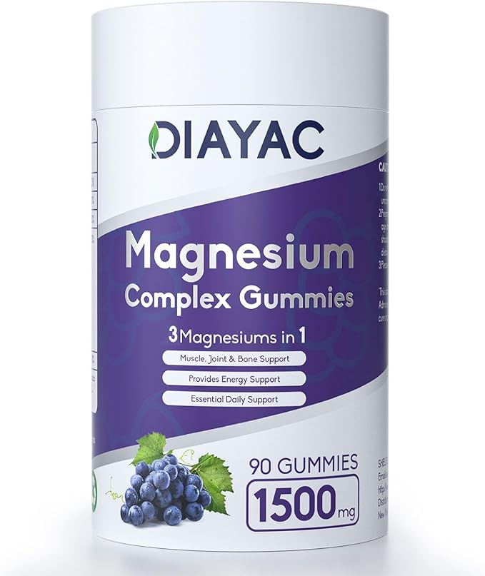 Magnesium Complex Gummies, Individually Packaged Magnesium Supplement, Magnesium Chelate, Bisglycinate, Malate, Citrate, Taurate Chewable for Women & Men,Sleep&Muscle&Nerve Health, Vegan 90 Counts