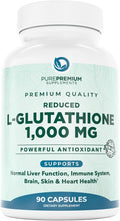 PurePremium Reduced Glutathione 1000mg per Serving – 98% Purity – L-Glutathione Supplement 500mg per Capsule – Antioxidant Supplement for Liver Detox, Skin, Brain & Immune Support – 45-Day Supply