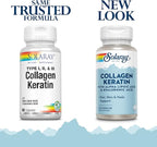 SOLARAY Collagen Keratin with Alpha Lipoic Acid and Hyaluronic Acid - Type I, II and III Collagen Pills - Hair, Skin, Nails, and Joint Health Support - 30 Servings, 60 Capsules