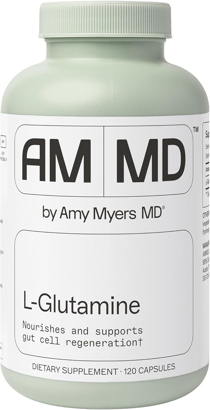 Amy Myers MD L-Glutamine Capsules - Digestion Supplement to Aid Healthy Gut Barrier - Supports Muscle Recovery & Aids Against Sweet Cravings - Formula for Immune Health - 120 Capsules (60 Capsules)