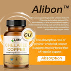 LIIFE Albion Chelated Copper 2.5mg, Copper Supplements, Supporting Red Blood Cells, Collagen, and Energy Production, 120 Veggie Capsules