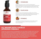 PURALITY HEALTH Micelle Liposomal Liquid Vitamin B12 with Fulvic Acid, 2500 mcg. Combined Methylcobalamin with Organic Glycerin Extract Maximum Absorption, Energy Boost, Vegan Friendly