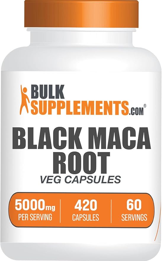 BulkSupplements.com Black Maca Root Capsules - Black Maca Supplement, Black Maca Root 5000mg, Black Maca Capsules - Gluten Free, 7 Capsules per Serving 420 Veg Capsules (Pack of 1)