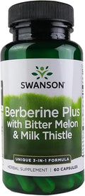 Swanson Berberine Plus with Bitter Melon & Milk Thistle - 3-in-1 Formula 60 Caps