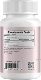 Heivy Potassium Supplement 1020 mg, Potassium Bicarbonate, Supports Electrolyte Balance, Muscle Function & Heart Health, Made in USA, Gluten Free, Non-GMO, 120 Vegetarian Capsules