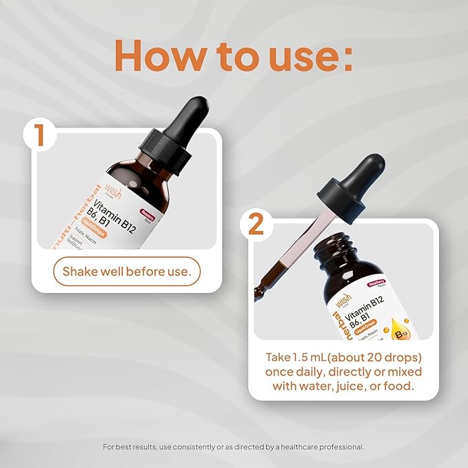 Vitamin B12 Liquid Drops 5000mcg, Liquid B12 Sublingual Drops & B12 Methylcobalamin for Women & Men Vitamin B Complex Energy Boost, Focus & Mood, Brain Health Support, 30ml x 2 Pack