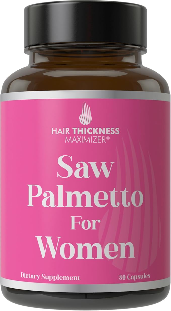 Saw Palmetto for Women + Biotin, Zinc, Copper, & Vitamin D. Women's Hair Growth Supplement. Clean, Non-GMO, Vegan Hair Vitamins with Standardized Saw Palmetto