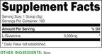 Bucked Up L-Glutamine 500g Powder, Gluten-Free, Non-GMO, Unflavored (100 Servings)