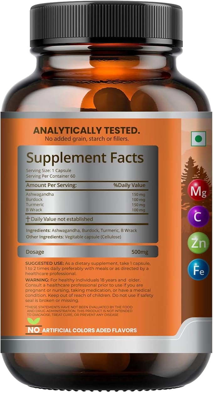 Sea Moss Capsules with Burdock Root, Bladderwrack & Muira Puama support immunity, gut health & energy. Made with raw Irish sea moss powder-120 nutrient-rich superfood capsules-60 Capsules