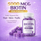 Biotin Gummies for Hair Skin & Nails – High Strength 5000 mcg Biotin with Collagen, Zinc & Vitamin C | Vegan, Sugar-Free, Non-GMO | Supports Healthy Hair Growth, 120 Count