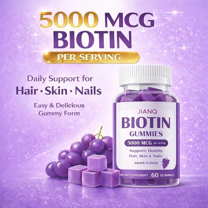 Biotin Gummies for Hair Skin & Nails – High Strength 5000 mcg Biotin with Collagen, Zinc & Vitamin C | Vegan, Sugar-Free, Non-GMO | Supports Healthy Hair Growth, 120 Count