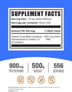 BulkSupplements.com Beta Carotene Powder - Beta Carotene Supplement, Vitamin A Supplement for Immune and Vision Support - Gluten Free, 900mg per Serving, 500g (1.1 lbs) (Pack of 1)