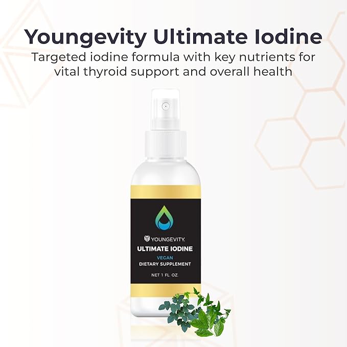 Youngevity Ultimate Iodine Supplement – Vegan Supplement with 300 mcg Iodine, B12, Zinc, Selenium & Copper – Liquid for Energy, Metabolism, Hormone Balance – Non-GMO, Gluten-Free