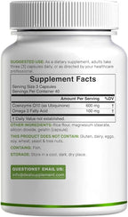 CoQ10 600mg, 120 Capsules – with Omega 3 Fatty Acid 100mg – Max Strength – Bioavailable Coenzyme Q10 Supplements – Heart, Energy, & Brain Health Antioxidant Support – Non-GMO