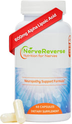 NerveReverse Neuropathy Support Formula-Alpha Lipoic Acid 600mg,Extra Strength Benfotiamine, B12, B9, B6, and D3 - Nerve, Energy, and Metabolism Support-Vegan-60 Capsules,One Month