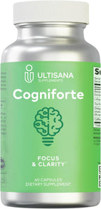 Cogniforte L-Theanine & Ginkgo Biloba Brain Supplement for Memory and Focus | Enhanced Cognitive Support, Mental Clarity & Energy Booster | with Taurine & Caffeine | 60 Count