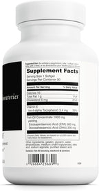 DAVINCI Labs Omega-3 1000 - Dietary Supplement to Maintain Already Normal Cholesterol Levels and Support Immune System, Healthy Hair and Skin* - Gluten-Free - 90 Enteric Coated Softgels