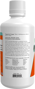 NOW Foods Supplements, Colloidal Minerals Liquid, Plant Derived, Essential Trace Minerals, 32-Ounce