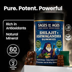 Pure Himalayan Shilajit Gummies 3000 mg with KSM-66 Ashwagandha, Ginseng & Mucuna Pruriens 78% Fulvic Acid & 85 Trace Minerals Energy, Stamina & Wellness Support 60 Gummies