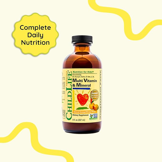 CHILDLIFE Essentials Kids Multivitamin & Mineral - Kids Vitamins, Liquid Multivitamin for Kids, Toddler Multivitamins, Liquid Vitamins, Baby Multivitamin - Natural Orange & Mango, 8 Fl Oz (Pack of 3)