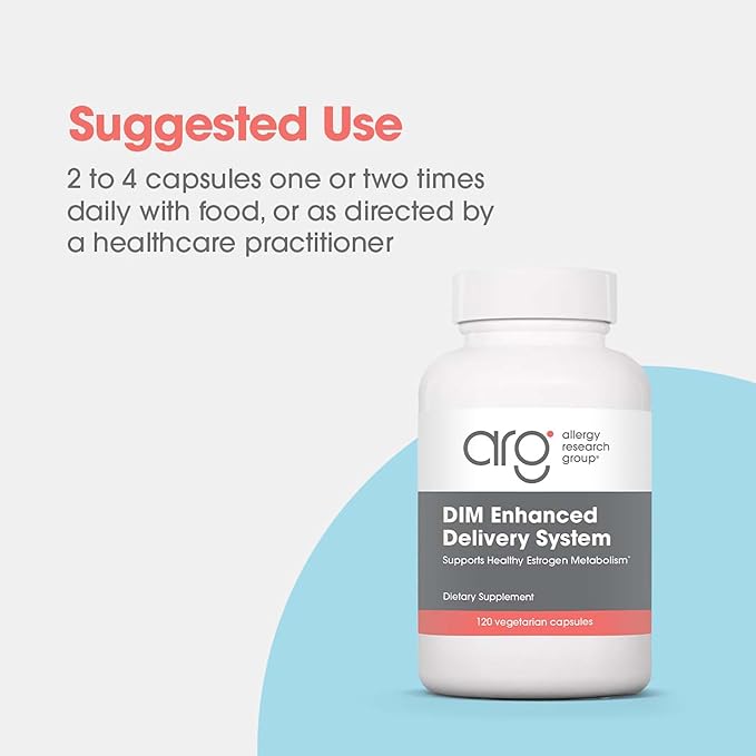 ARG DIM Enhanced Delivery System - Supports Estrogen Metabolism - Delivers 300 mg Bioavailable Diindolylmethane Complex - Vegetarian & Soy-Free - 30 Servings - 120 Capsules