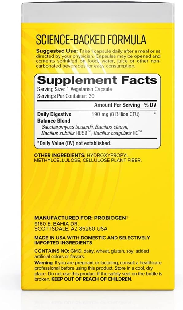 Probiogen Daily Digestive Balance Probiotic, Digestive Supplement, 30 Count Capsules (681816)