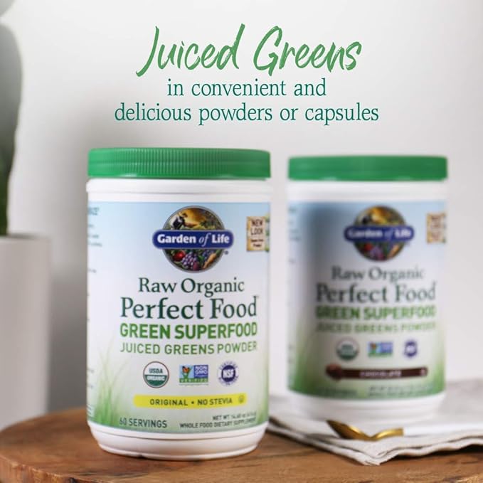 Garden of Life Super Greens Powder Smoothie & Mix, Probiotics & Digestive Enzymes, Organic Superfoods Nutrition Fruit and Vegetables for Women & Men Energy, Original, 60 Servings, (Pack of 2)