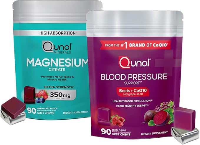 Beets & Magnesium: Blood Pressure Support, 90 Chews & Magnesium Citrate, 350mg, 90 Soft Chews