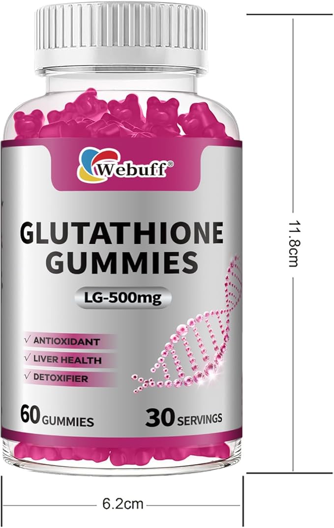 Glutathione Gummies with Collagen 500mg Vitamin C & B6 Skin Glow Hair & Nail Support Anti-Aging Antioxidant Sugar-Free Non-GMO Strawberry Flavor 60 Gummies (60 Count (Pack of 1))